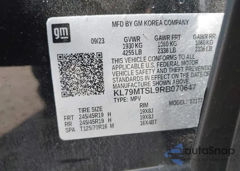 2024 Chevrolet Trailblazer Fwd Rs z USA, uszkodzony, nr VIN KL79MTSL9RB070647